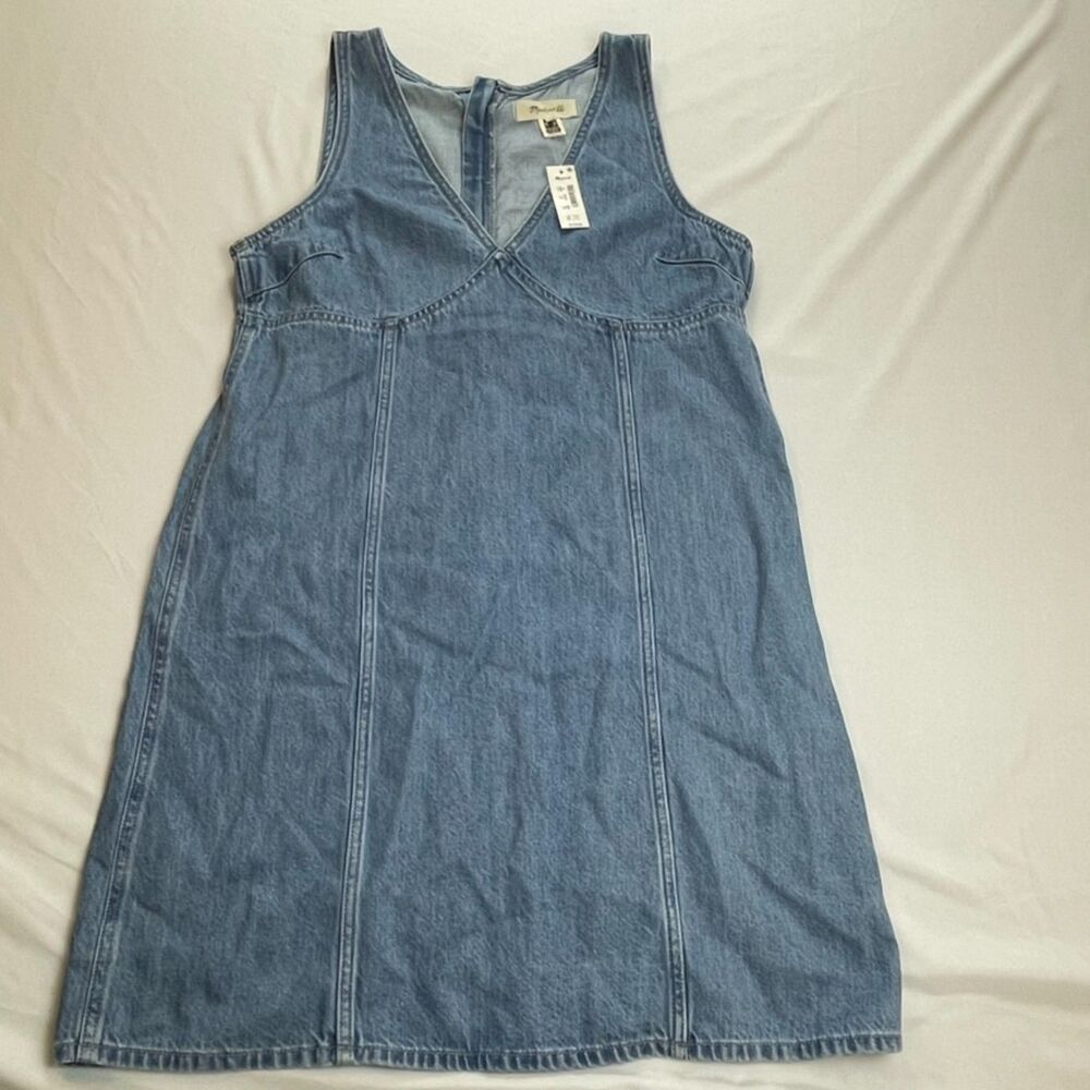 Madewell The Ariana V Neck Denim Mini Dress NWT Size M - Picture 2 of 7